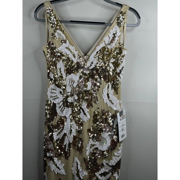 Mac Duggal 5476 Floral Embellished Sequin V-Neck Evening Gown Dress Size 0 NWT - Picture 6 of 9